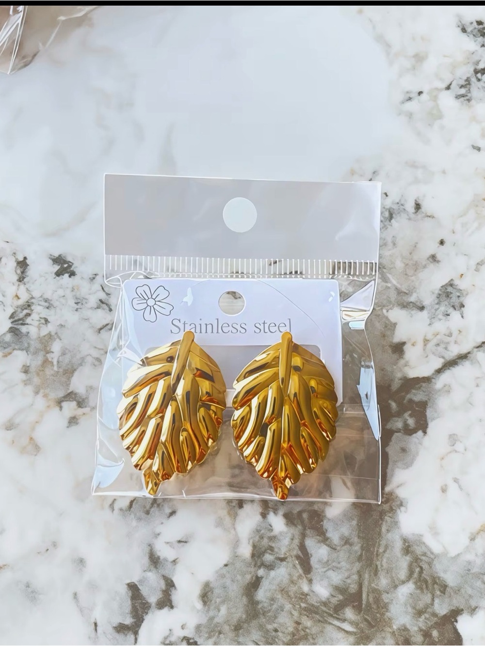 Gold Leaf Stainless Steel Earrings - Women Accessories